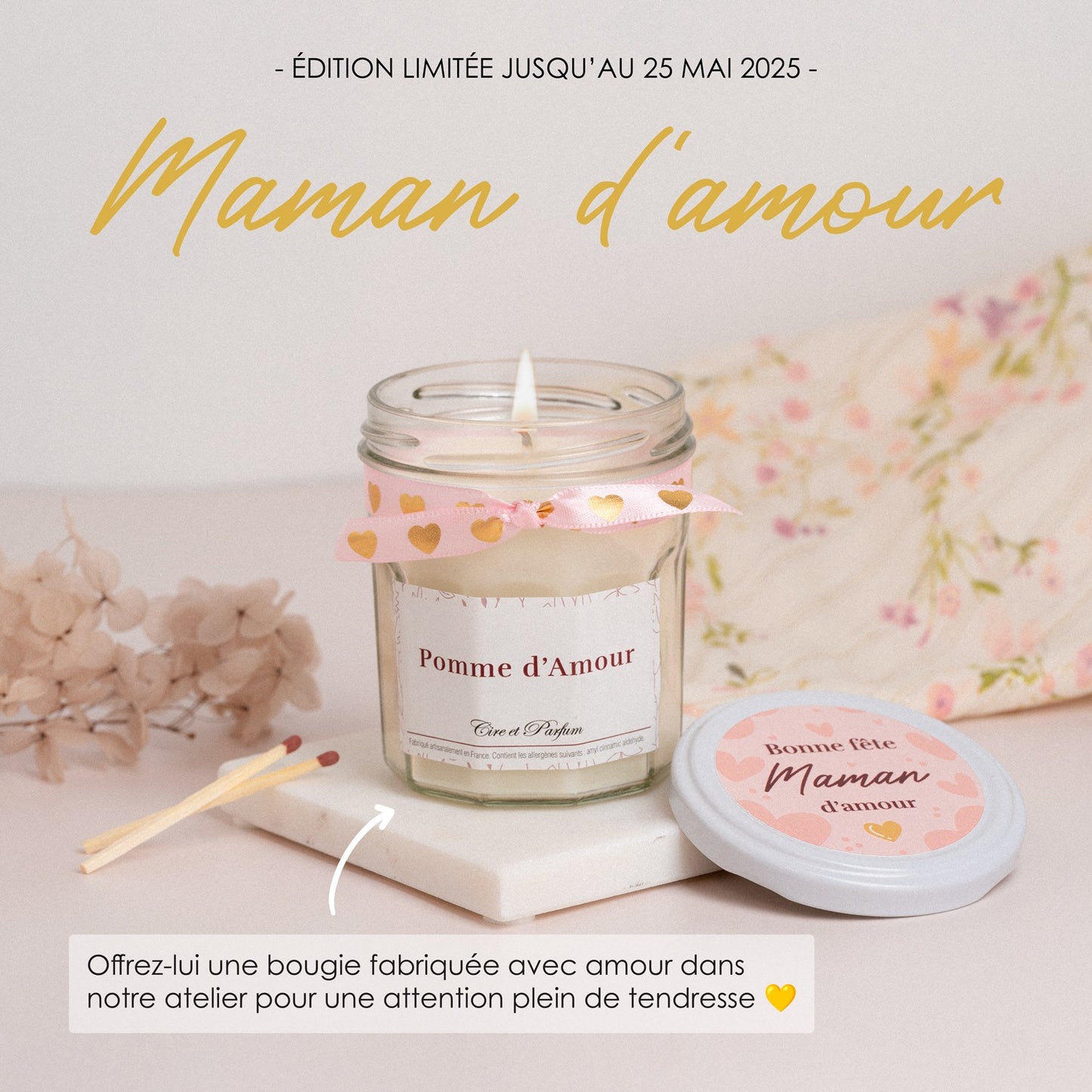 Maman d’amour, une bougie pleine de tendresse ! 🌷